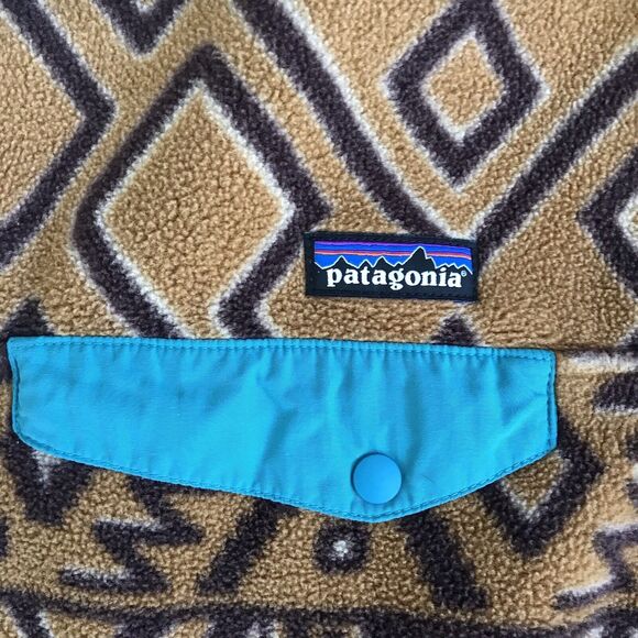 Patagonia Synchilla Montana Siete Brown Bear Snap-T Fleece Pullover Mens S Vtg - Picture 5 of 10